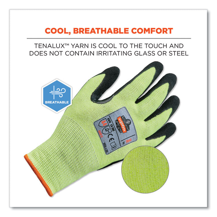 ProFlex 7041 ANSI A4 Nitrile-Coated CR Gloves, EN388: 4X42D, 10" Long, Medium, Lime, Pair