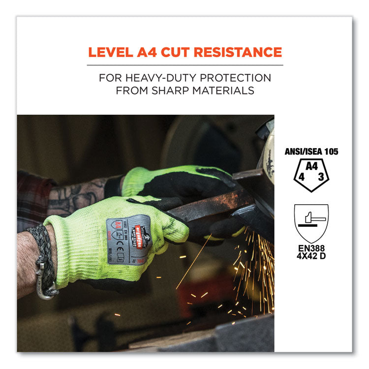 ProFlex 7041 ANSI A4 Nitrile-Coated CR Gloves, EN388: 4X42D, 12" Long, 2X-Large, Lime, Pair