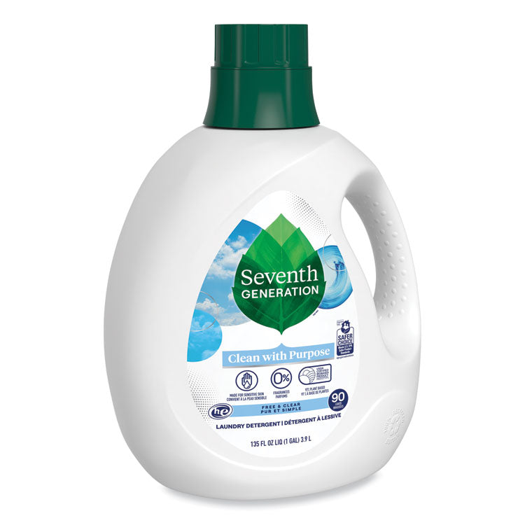 Natural Liquid Laundry Detergent, Fragrance-Free, 135 oz Bottle, 4/Carton