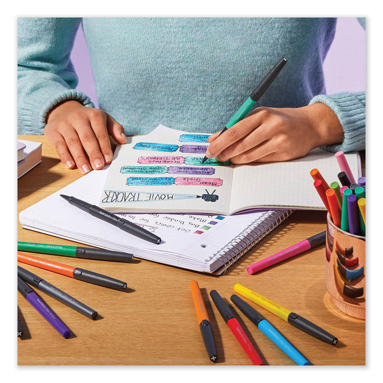 Flair Metallic Porous Point Pen, Stick, Medium 0.7 mm, Assorted Ink and Barrel Colors, 8/Pack