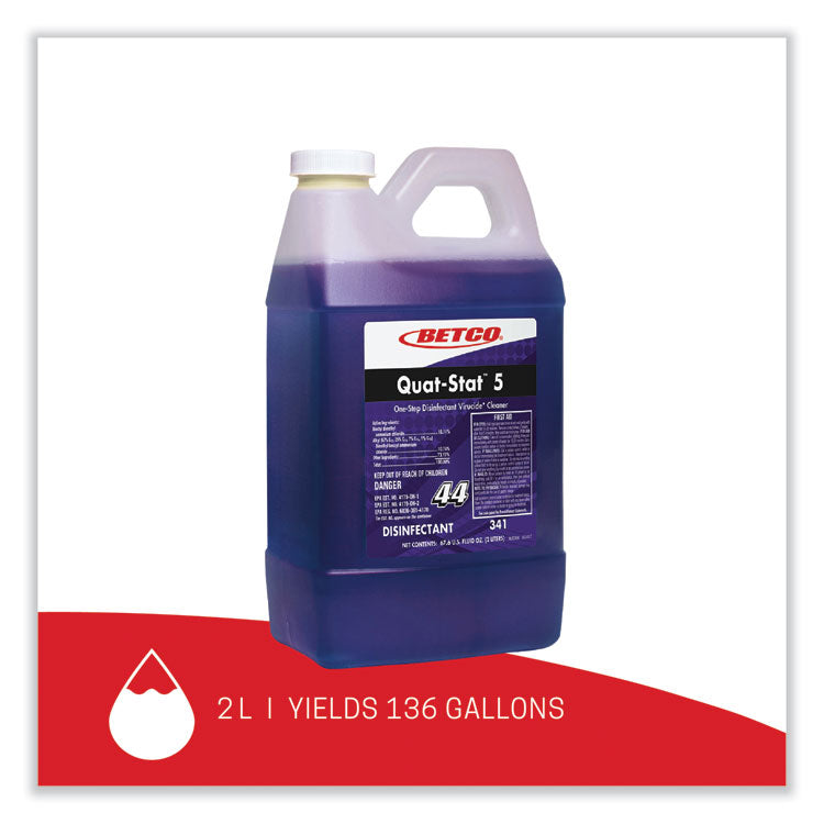 Quat-Stat 5 FastDraw Disinfectant, Lavender Scent, 2 L Bottle, 4/Carton