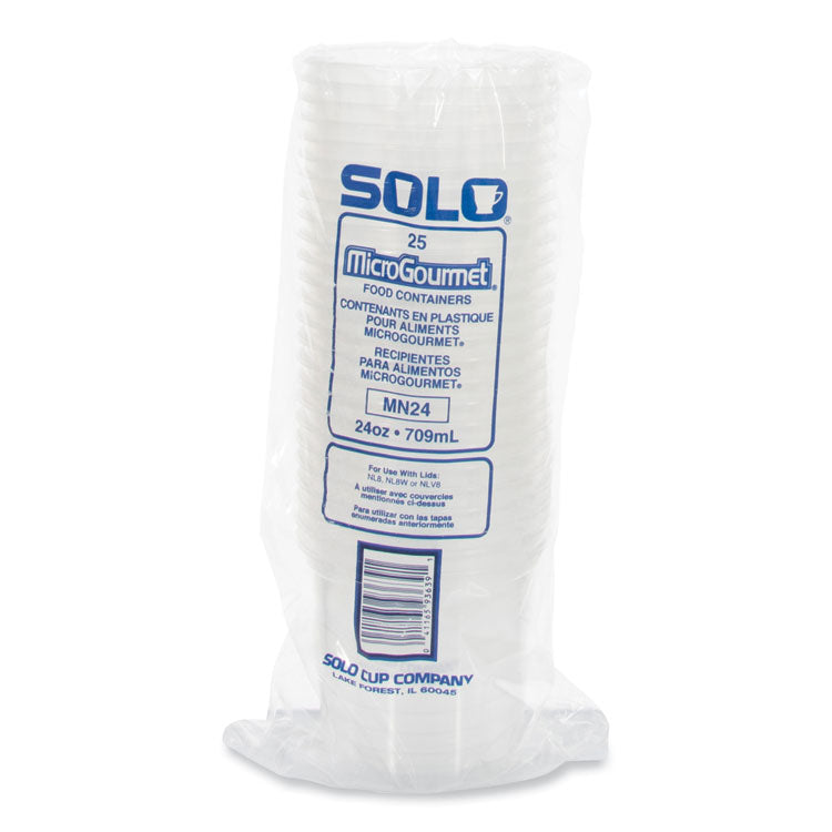 Microgourmet Plastic Deli Container, 24 oz, 4.7" Diameter x 4.18" h, Translucent, 500/Carton