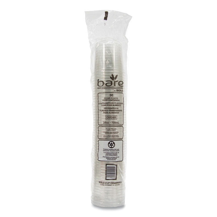 Bare Eco-Forward RPET Deli Containers, ProPlanet Seal, 24 oz, 4.61" Diameter x 4.25" h, Clear, Plastic, 500/Carton