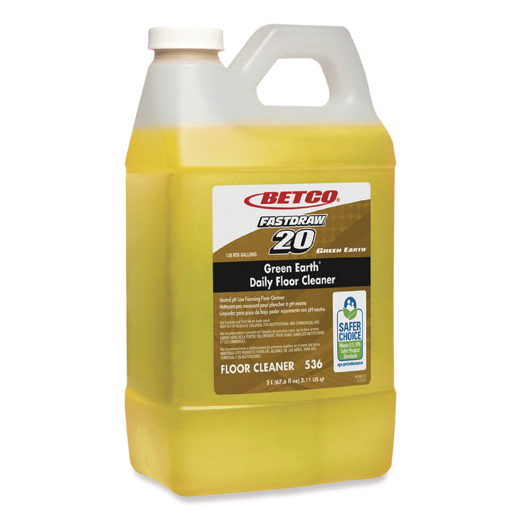 Green Earth Daily FastDraw Floor Cleaner, Unscented, 2 L Bottle, Unscented, 4/Carton