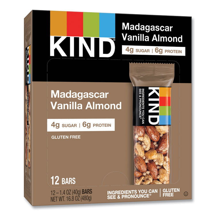 Nuts and Spices Bar, Madagascar Vanilla Almond, 1.4 oz Bar, 12/Box