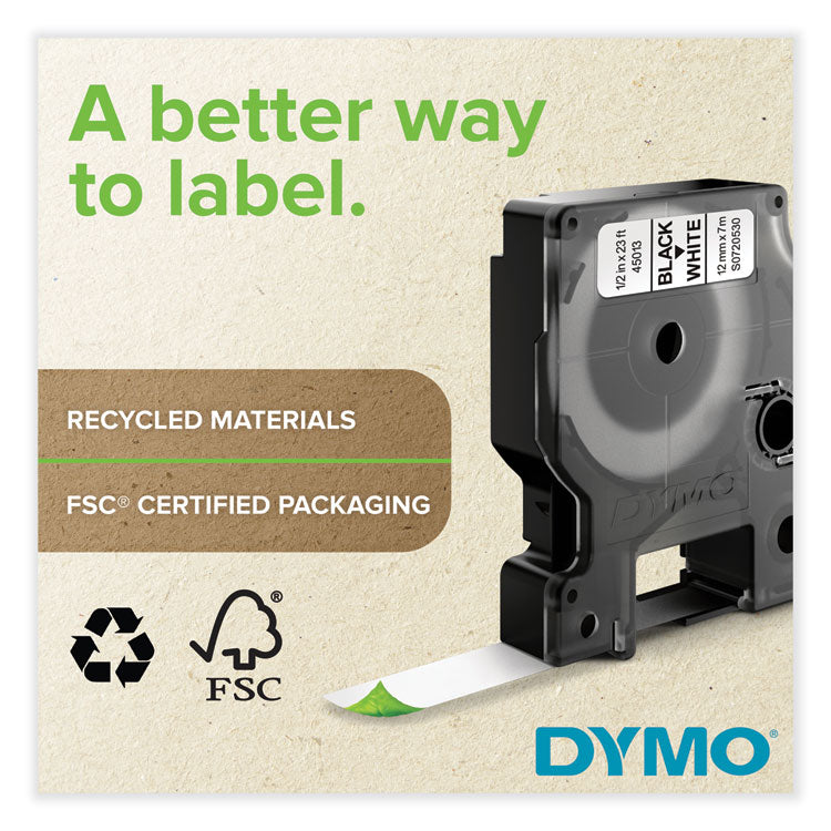 D1 High-Performance Polyester Removable Label Tape, 0.5" x 23 ft, Black on Clear