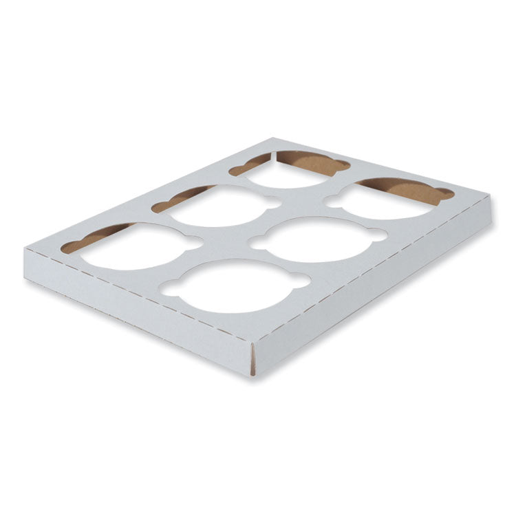 Cupcake Holder Inserts, 6-Cupcake Holder, 8.87 x 6.87 x 0.75, White, Paper, 200/Carton