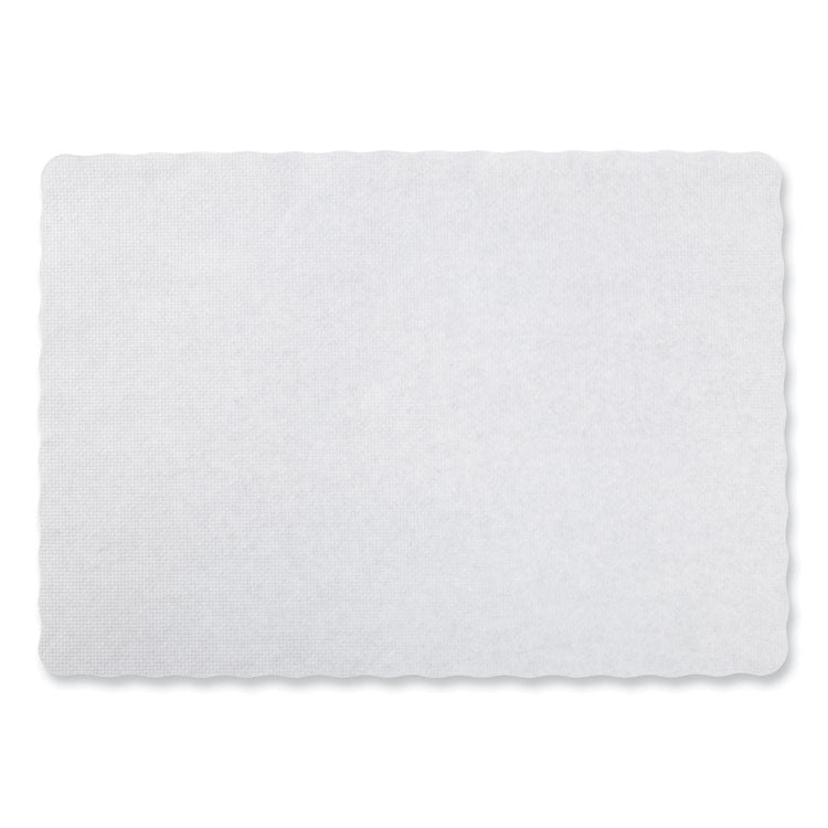 Placemats, Embossed Surface, Scalloped Edges, 13.5" x 9.5", White, 1,000/Carton