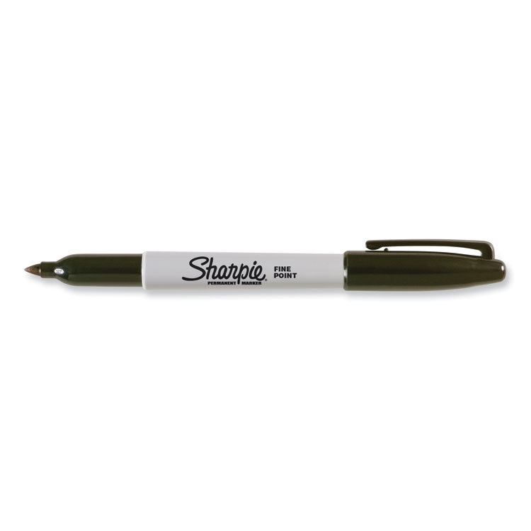 Fine Tip Permanent Marker, Stainless Steel Single Marker Case, Fine Bullet Tip, Black, 5/Pack