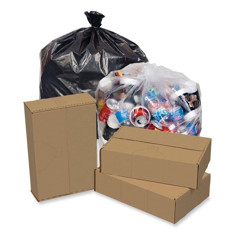 Eco Strong Plus Can Liners, 40 gal, 1.7 mil, 40" x 46", Black, Perforated Roll, 100/Carton