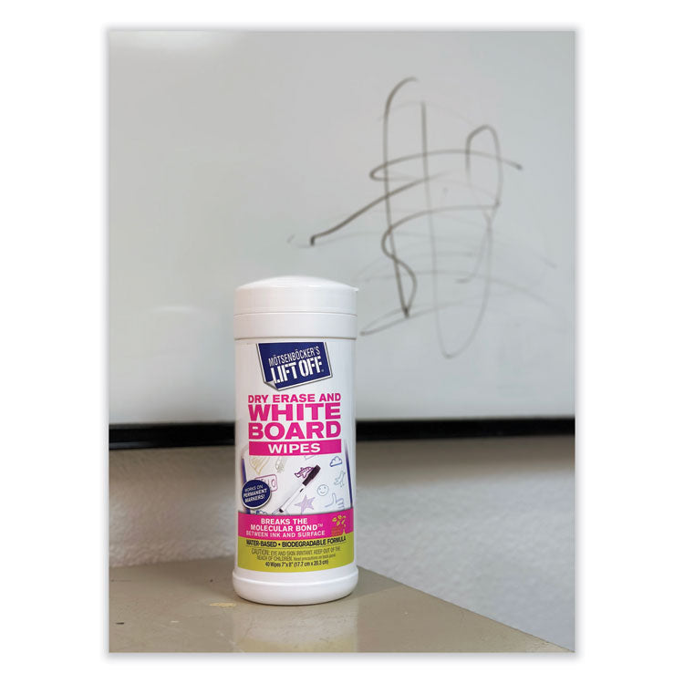 Dry Erase Board Cleaner Wipes, 7 x 12, 40/Canister