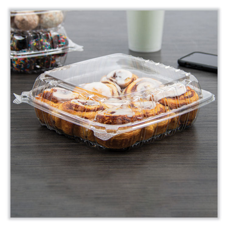 ClearSeal Hinged-Lid Plastic Containers, 9.3 x 8.83 x 3, Clear, 200/Carton