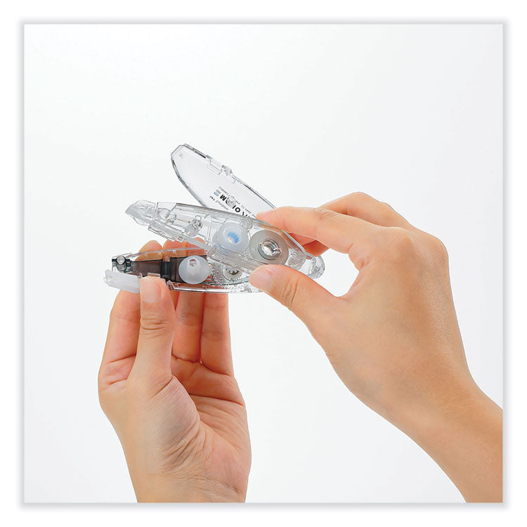MONO Air Pen-Style Correction Tape, Refillable, 0.19" x 19.67 ft, White Tape, Clear Dispenser