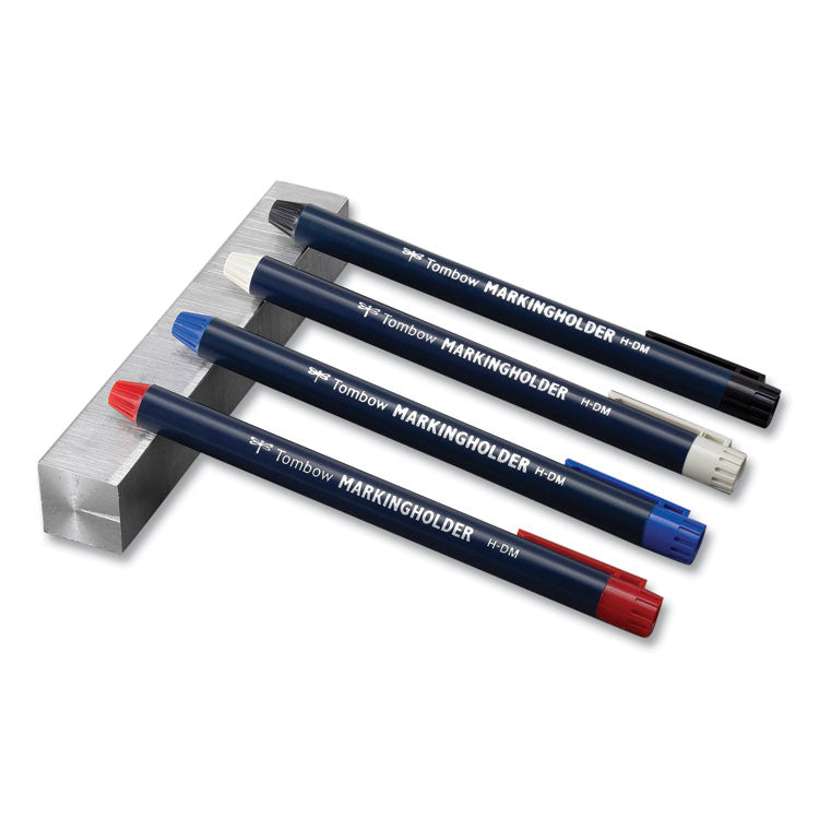 Wax-Based Marking Pencil, Twist-Advance, 4.4 mm, White Marks, Navy Blue Barrel, 10/Box