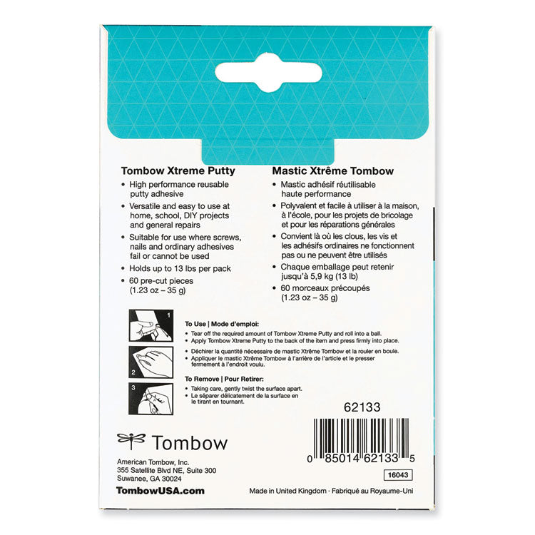 Xtreme Putty, Removable and Reusable, 1.23 oz, 60/Pack