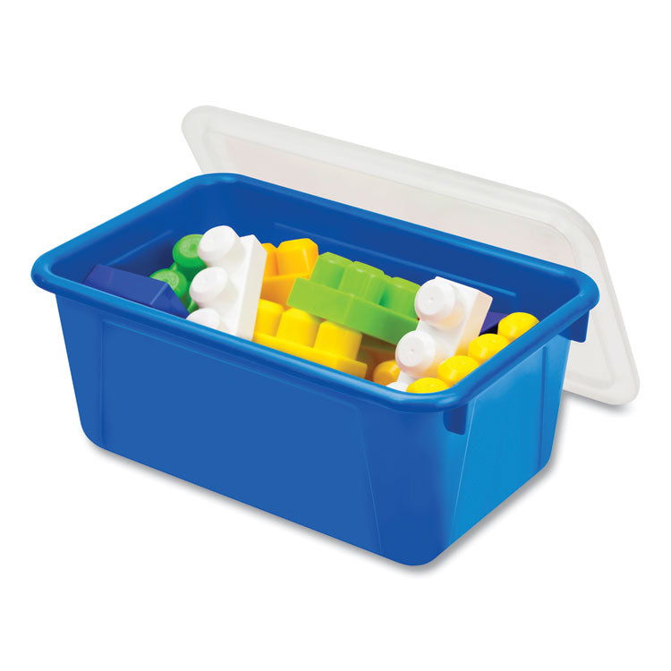 Cubby Bin with Lid, 2 gal, 8.2 x 12.5 x 11.5, Blue, 5/Pack