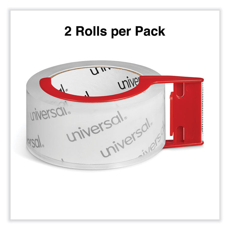 Heavy-Duty Acrylic Box Sealing Tape with Dispenser, 3" Core, 1.88" x 54.6 yds, Clear, 2/Pack