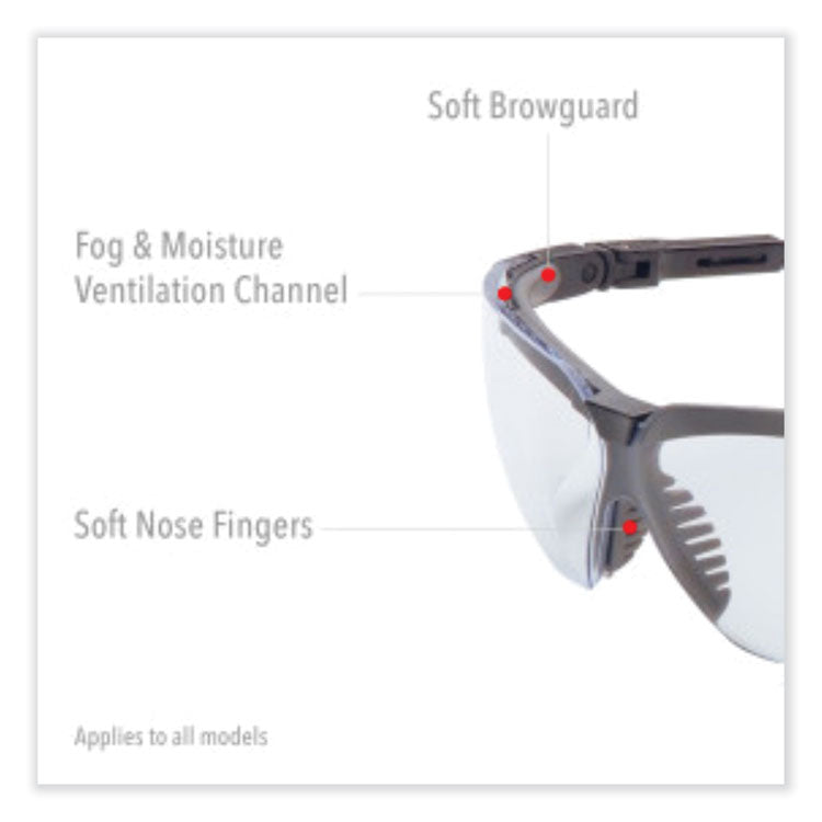 Genesis Safety Eyewear, Black Full Frame, Clear Dual Lens with Hydro-Shield Anti-Fog Coating