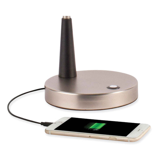 Wellness Series Adjust LED Desk Lamp, 3" to 22" High, Silver/Matte Black