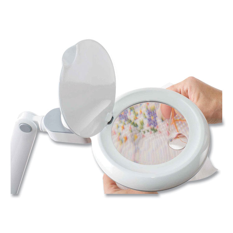 Space-Saving LED Magnifier Desk Lamp, 14" High, White