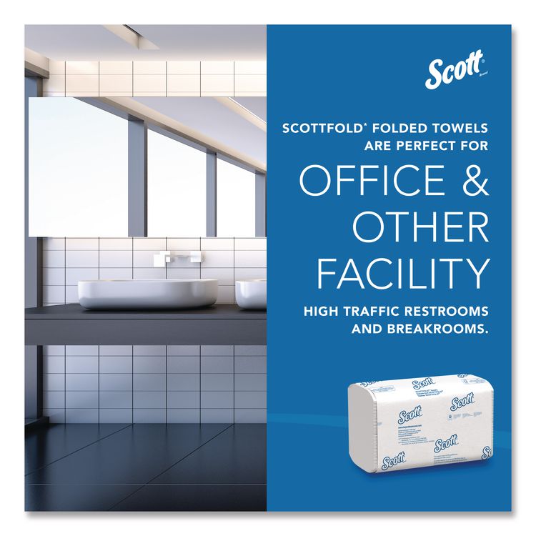 Pro Scottfold Towels, 1-Ply, 9.4 x 12.4, White, 175 Towels/Pack, 25 Packs/Carton