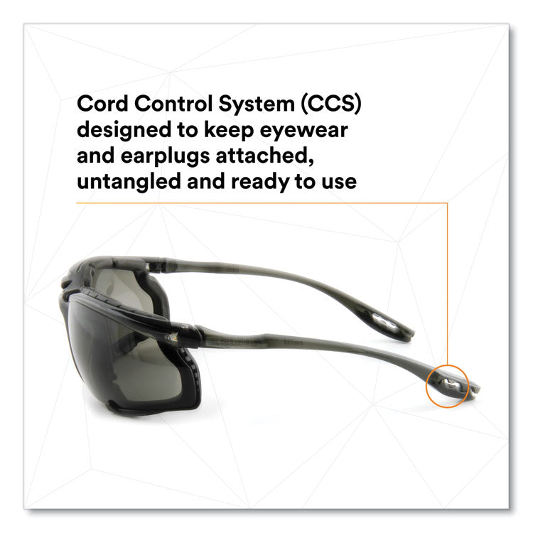 Virtua CCS Protective Eyewear with Foam Gasket, Black/Gray Half Frame, Gray Dual Lens
