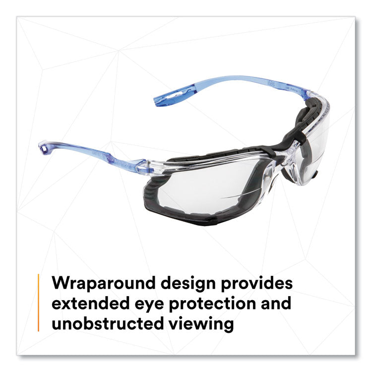 Virtua CCS Protective Eyewear with Foam Gasket, Blue Half Frame, Clear Dual Lens