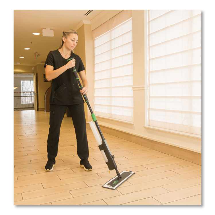 Excella Floor Cleaning Kit, 20" Gray Microfiber Head, 48" to 65" Black/Green Handle