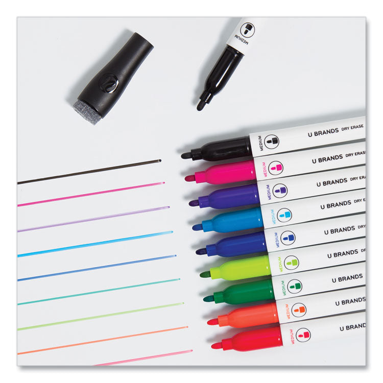 Medium Point Dry Erase Markers, Medium Tip, Assorted Colors, 10/Pack
