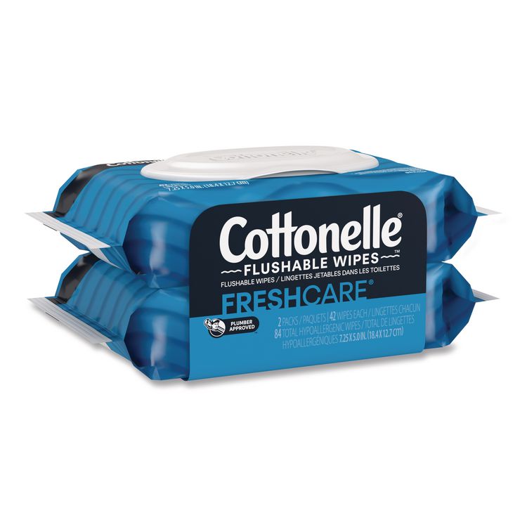 Fresh Care Flushable Cleansing Cloths, 1-Ply, 3.73 x 5.5, White, 84/Pack, 8 Packs/Carton