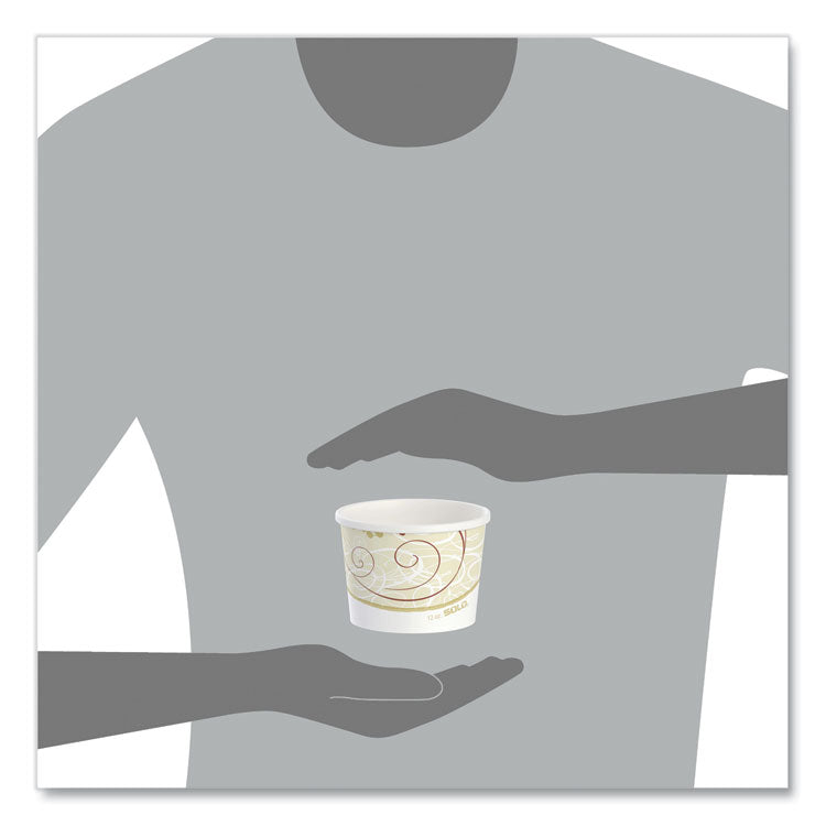Double Poly Paper Food Containers, 12 oz, 3.6" Diameter x 3.3" h, Symphony Design, 25/Pack, 20 Packs/Carton