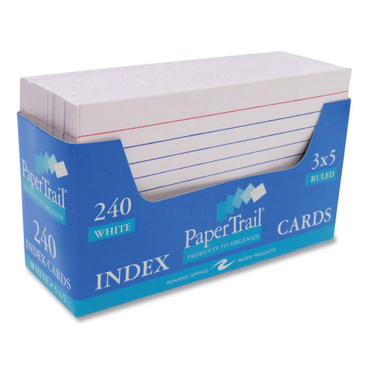 Trayed Index Cards, Narrow Rule, 3 x 5, 240 Cards/Tray, 36/Carton
