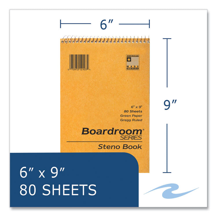 Steno Pad, Brown Cover, Gregg Rule, (80) Green 6 x 9 Sheets, 72/Carton