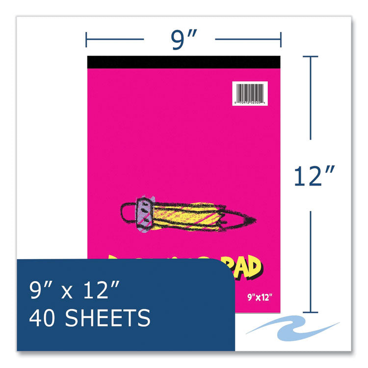 Kids Drawing Pad, Unruled, (40) White 9 x 12 Sheets, 12/Carton