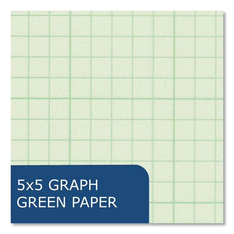 Engineer Pad, Data Format (0.5" Margin) and Quadrille Rule (5 sq/in, 1 sq/in), (100) Light Green 8.5 x 11 Sheets, 24/Carton