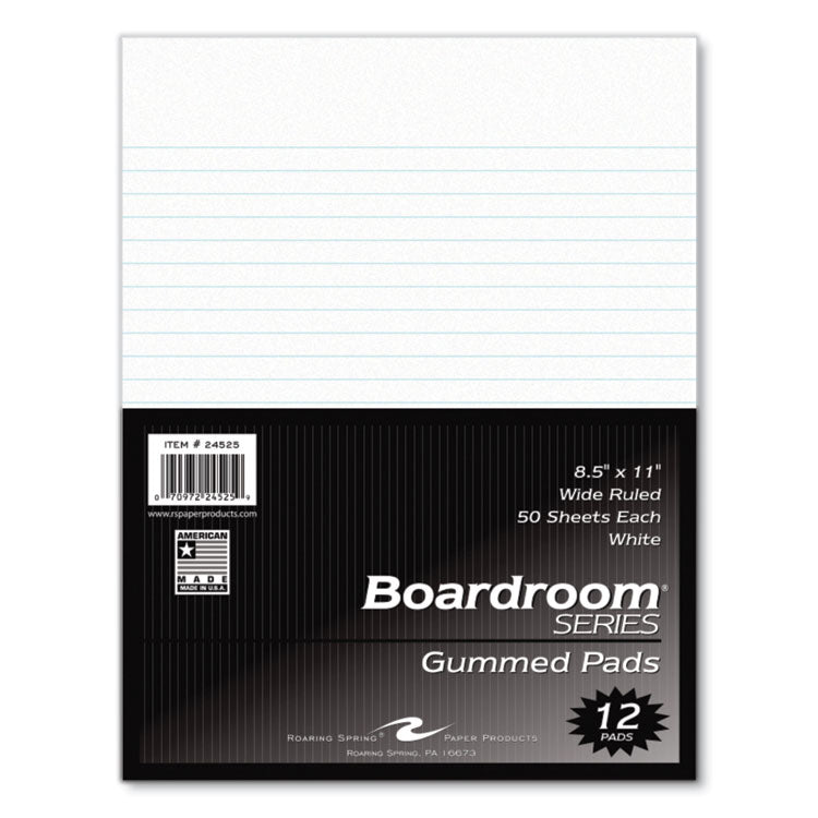 Boardroom Gum Pad, Wide/Legal Rule, (50) White 8.5 x 11 Sheets, 72/Carton