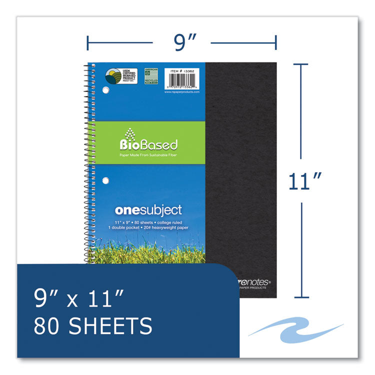Earthtones BioBased Paper Notebook, Medium/College Rule, Randomly Assorted Cover Colors, (80) 11 x 9 Sheets, 24/Carton