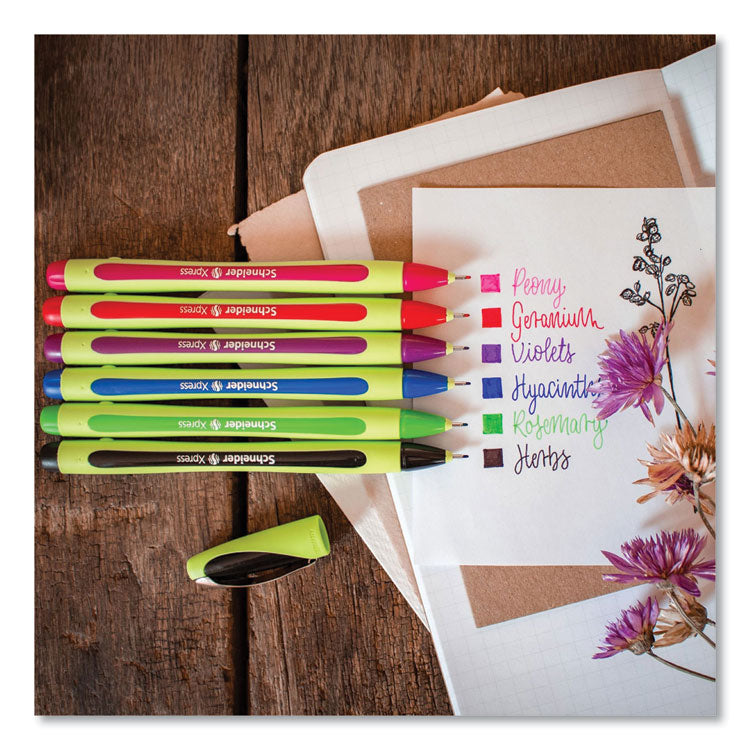 Xpress Fineliner Porous Point Pen, Stick, Fine 0.8 mm, Assorted Ink and Barrel Colors, 6/Pack