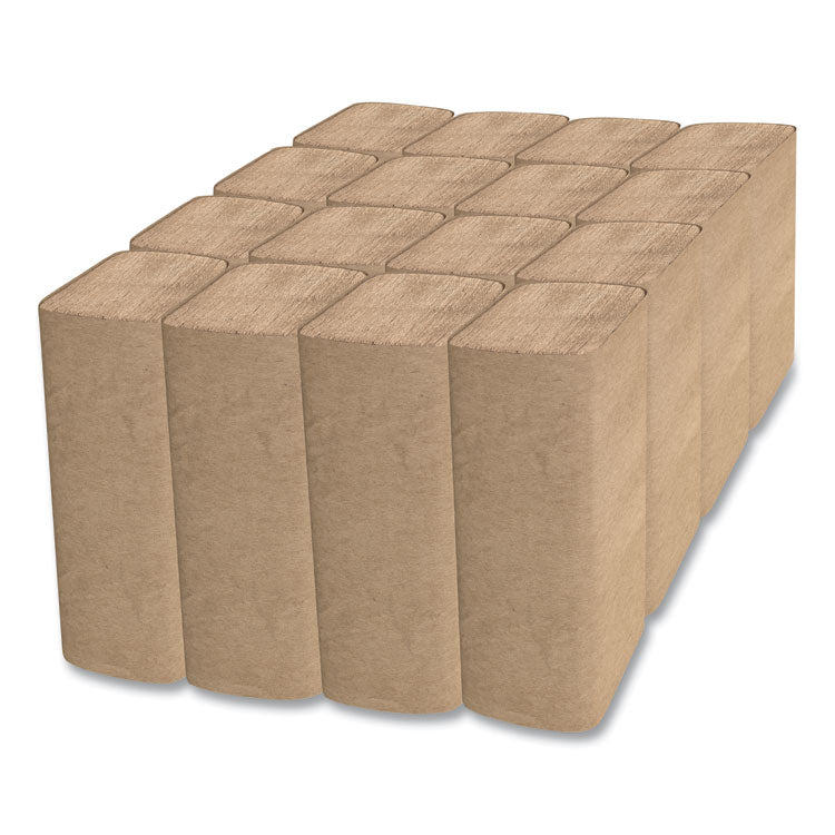 Select Folded Paper Towels, Single-Fold, 1-Ply, 9 x 9.45, Natural Brown, 250/Pack, 16 Packs/Carton