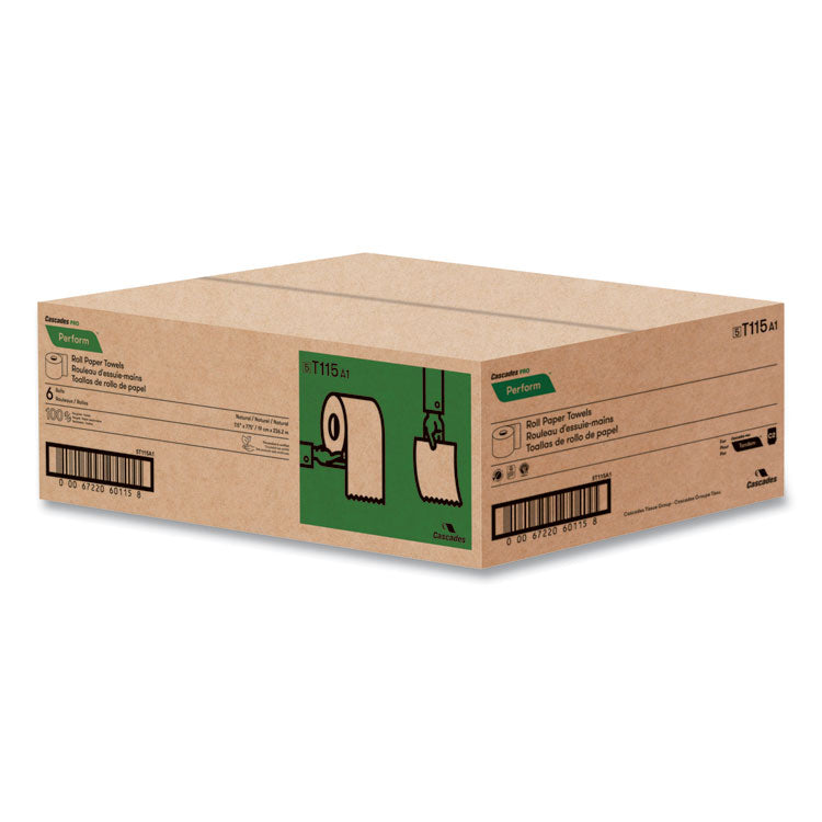 Perform Hardwound Roll Towels for Tandem Dispensers, 1-Ply, 7.5" x 775 ft, Natural, 6/Carton