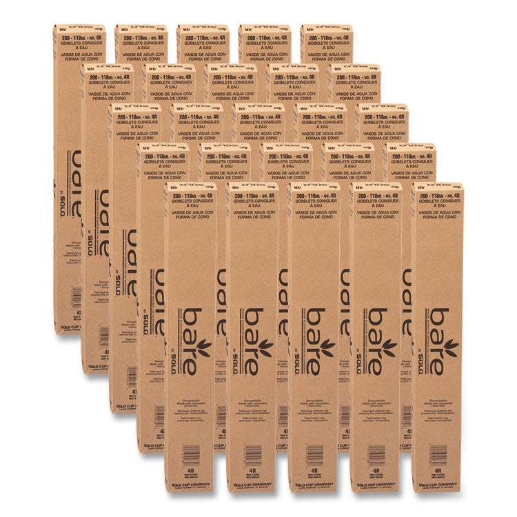 Cone Water Cups, Chipboard Box Inner Packaging, ProPlanet Seal, 4 oz, Paper, White, 200/Bag, 25 Bags/Carton