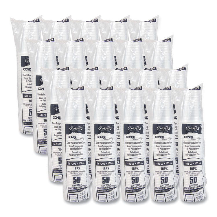 Conex ClearPro Plastic Cold Cups, 16 oz, Clear, 50/Pack, 20 Packs/Carton