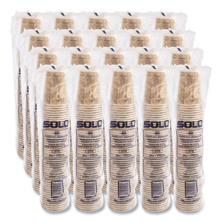 Mistique Polycoated Hot Paper Cups, 8 oz, Brown, 50/Sleeve, 20 Sleeves/Carton