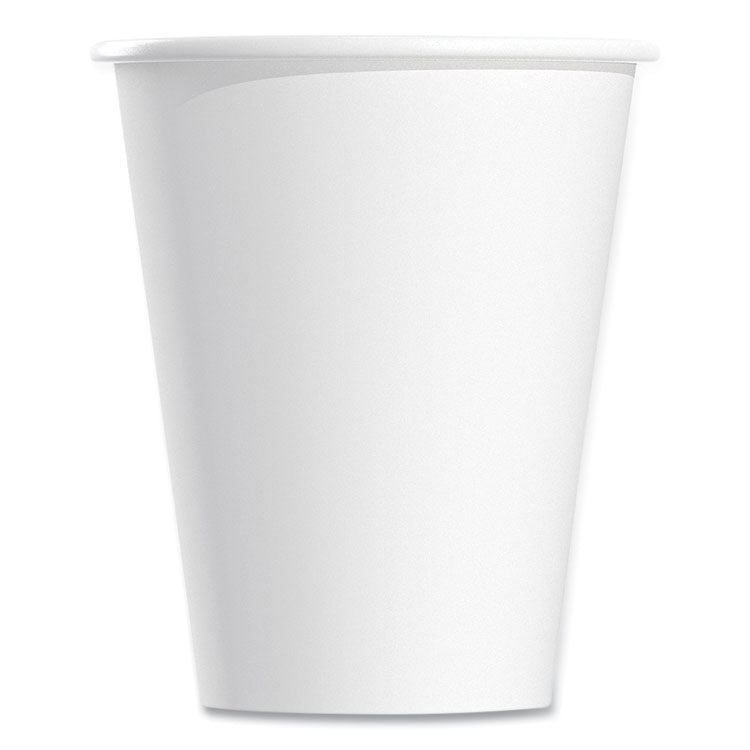 Single-Sided Poly Paper Hot Cups, 8 oz, White, 50/Bag, 20 Bags/Carton