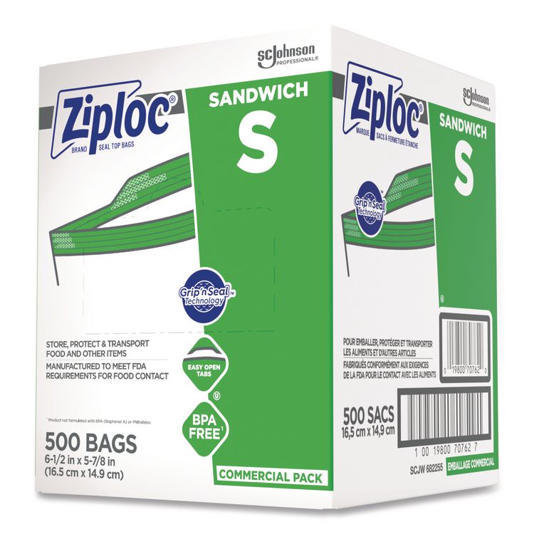 Resealable Sandwich Bags, 1.2 mil, 6.5" x 6", Clear, 500/Box