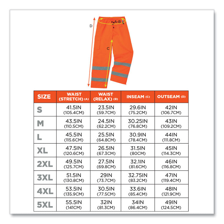 GloWear 8925 Class E Hi-Vis Thermal Pants, Large, Orange