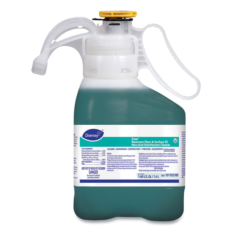 Crew Restroom Floor and Surface SC Non-Acid Disinfectant Cleaner, Fresh Scent, 1.4 L SmartDose, 2/Carton