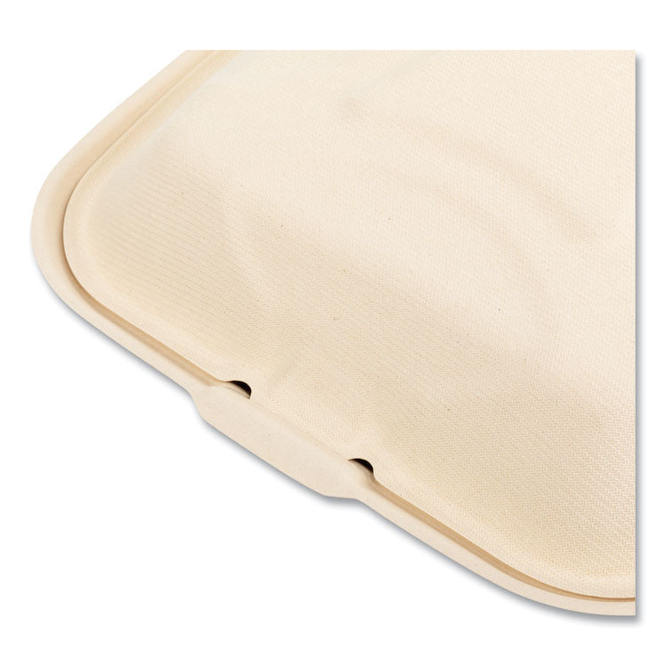 Molded Fiber PFAS-Free Food Containers, 3 Compartments, 9 x 3.19 x 9, Tan, Sugarcane, 200/Carton