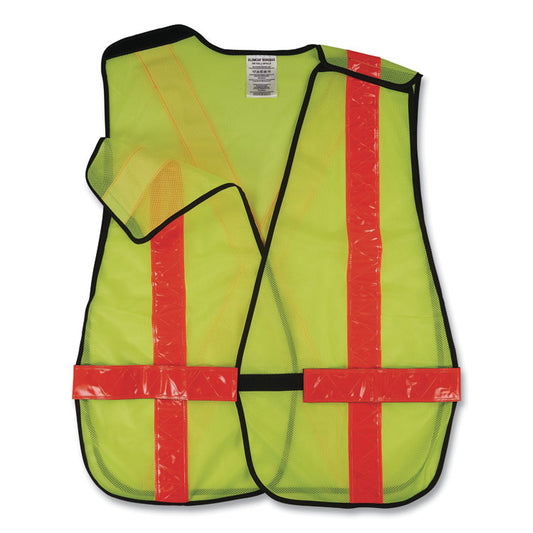 GloWear 8080BAX Non-Certified X-Back Hi-Vis Safety Vest, Polyester, One Size Fits Most, Lime/Orange