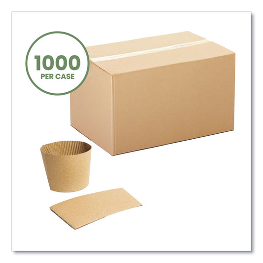 Kraft Hot Cup Sleeves, Fits Vegware 89-Series Hot Cups, Kraft, 1,000/Carton